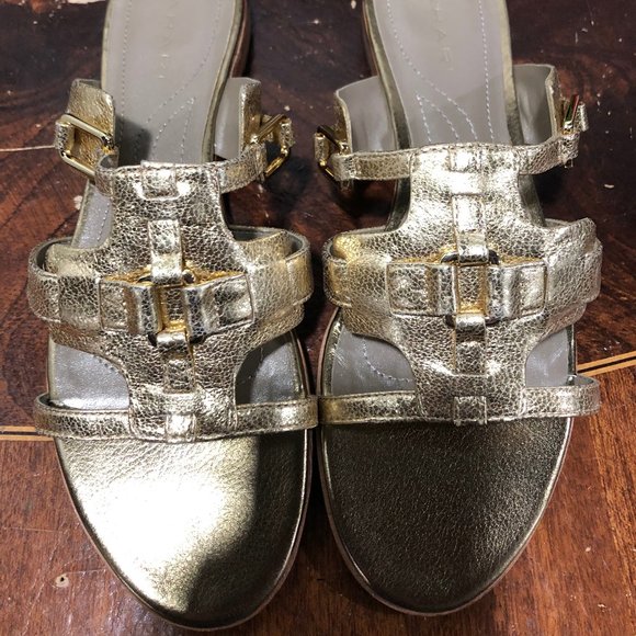Tahari Omar Gold Strap Sandals - Picture 1 of 6